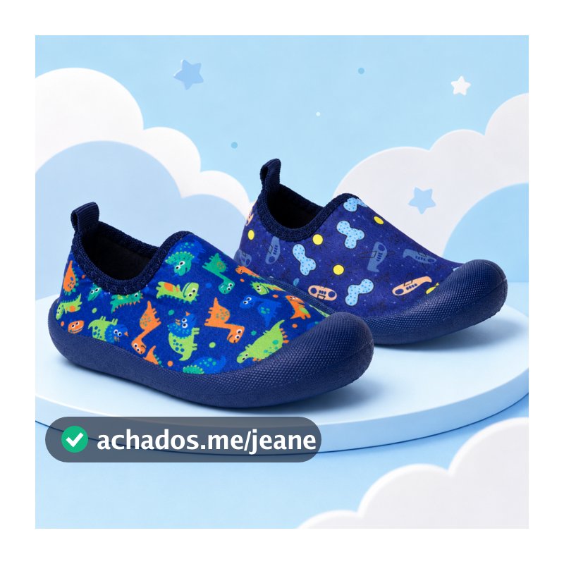 Tênis Infantil Calce Fácil Menino Estampado Solado Emborrachado Antiderrapante Tênis Meia