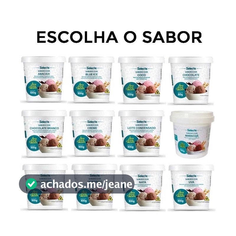 Base Sorvete Sabor em Pó para Sorvete Escolha o Sabor 80g a 100g - Selecta