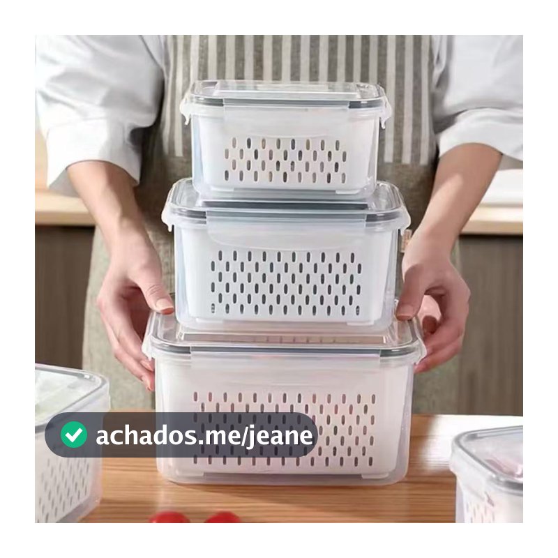 Kit6 Recipientes para separar e conservar frutas e verduras, próprios para geladeira e micro-ondas.