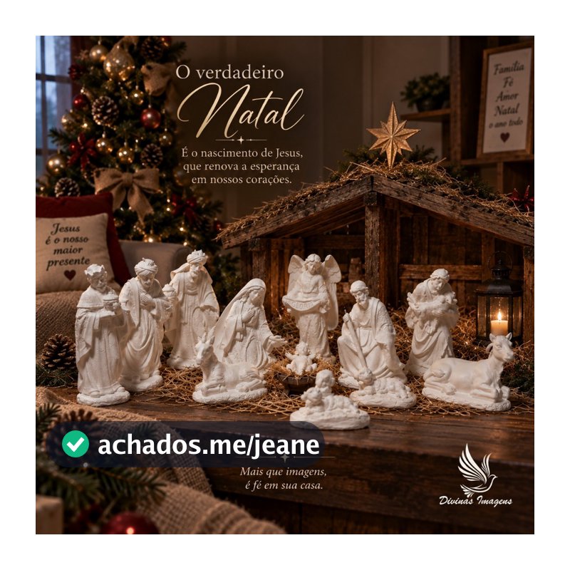 Presépio de Natal Luxo Completo 15cm Gesso Cru Retocado – Tradição e Fé na sua Decoração Natalina