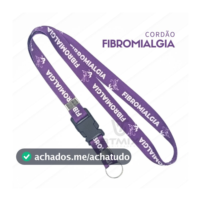 Cordão de Identificação Fibromialgia c/ Porta Crachá Transparente