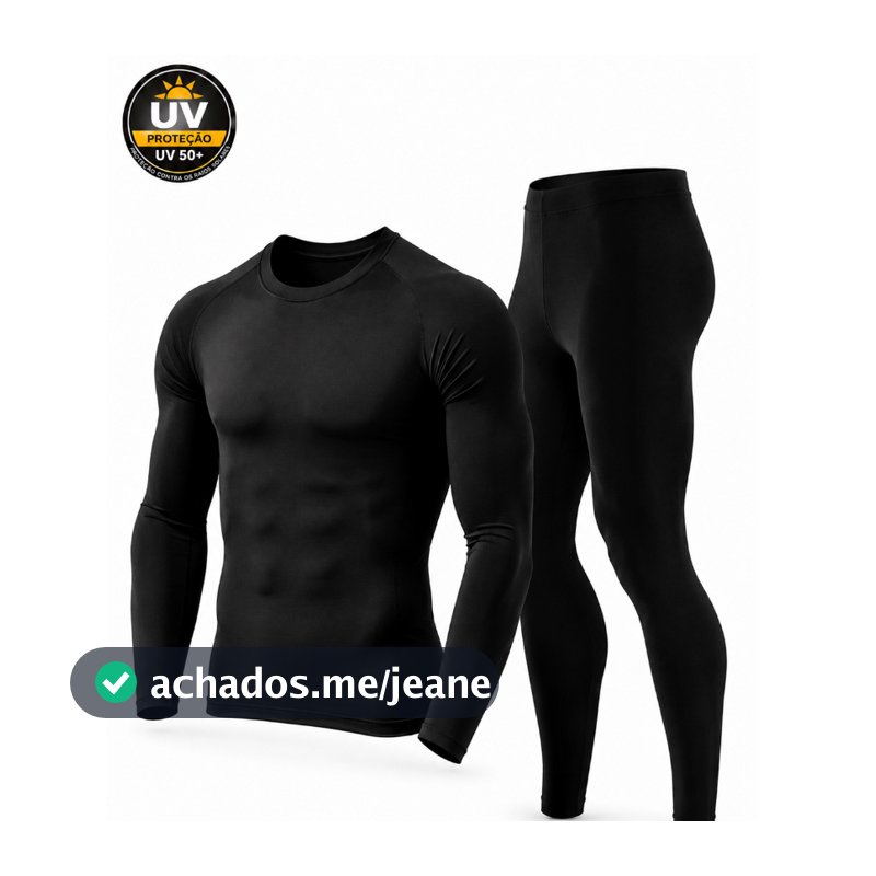 Conjunto Térmico Kit Calça Térmica + Camisa Blusa Segunda Pele Proteção Uv+ 50 Ótima Qualidade Academia F7 NEW STYLE