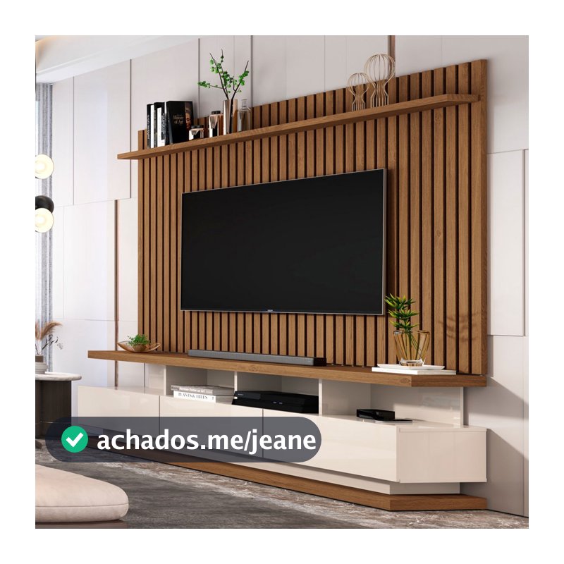 Rack com Painel para TV até 72 Polegadas Vivare Classic 3 Gavetas Ripado - Giga Móveis