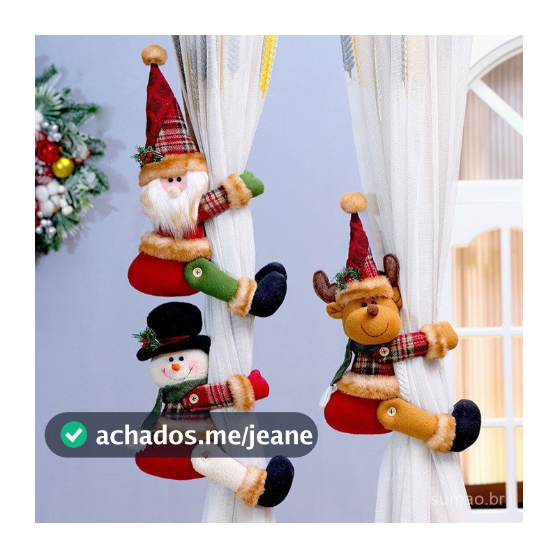 Prendedor de Cortina Natalino 12 Modelos, Papai Noel Boneco de Neve Rena, Decoração de Janela de Natal
