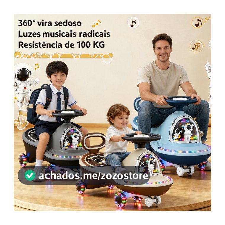 360 ° Rotação Super Carro Criança Carrinho com suporte LED 100 kg Presente para Crianças