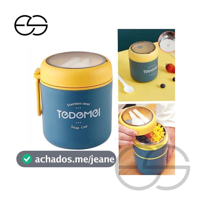 Marmita 530ml 780ml Lancheira Térmica Com Colher Pote Para Crianças 304 Aço Inoxidável Forro Sopa Caldo ES
