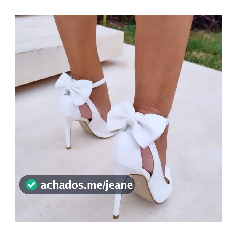 Sapato scarpin laço branco salto 11cm
