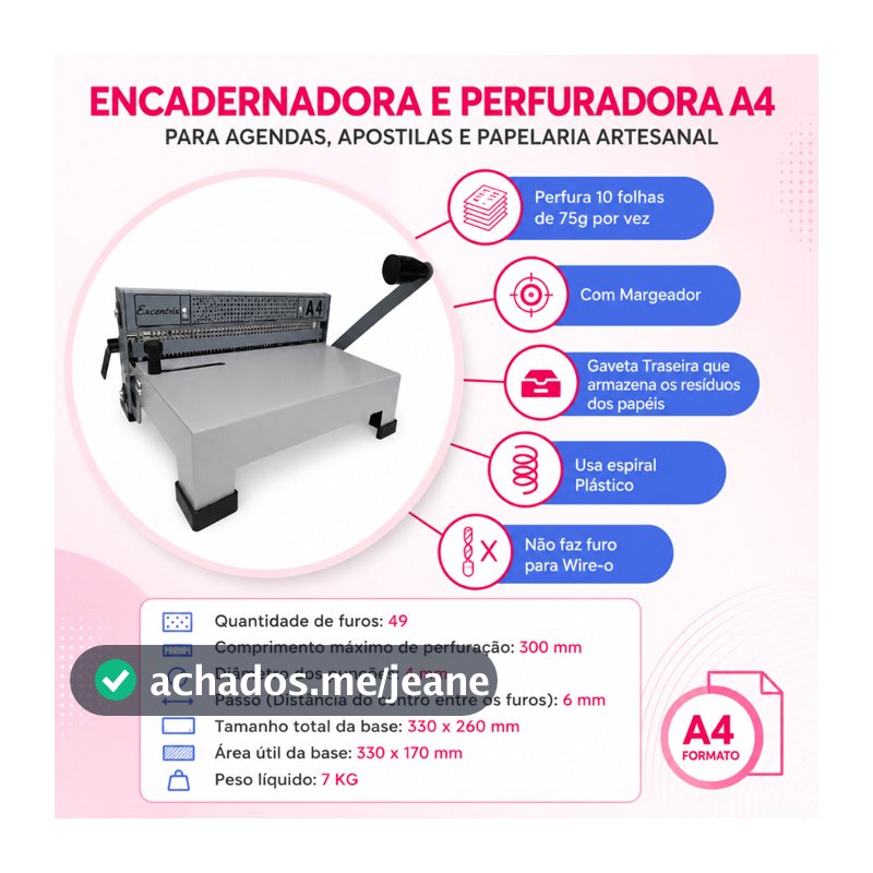Encadernadora Perfuradora Para Espiral A4 Excentrix Agendas Cadernos Planner Devocional Calendário