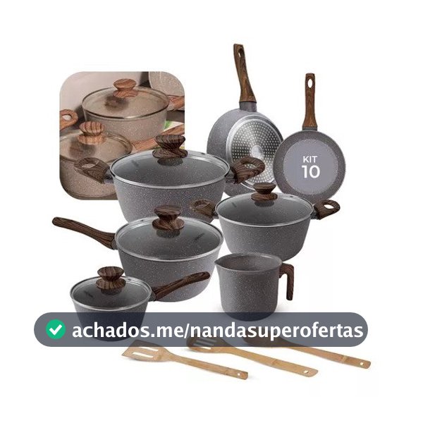 Jogo De Panelas Antiaderente Cerâmica Mimo Style 10 Peças Grafite