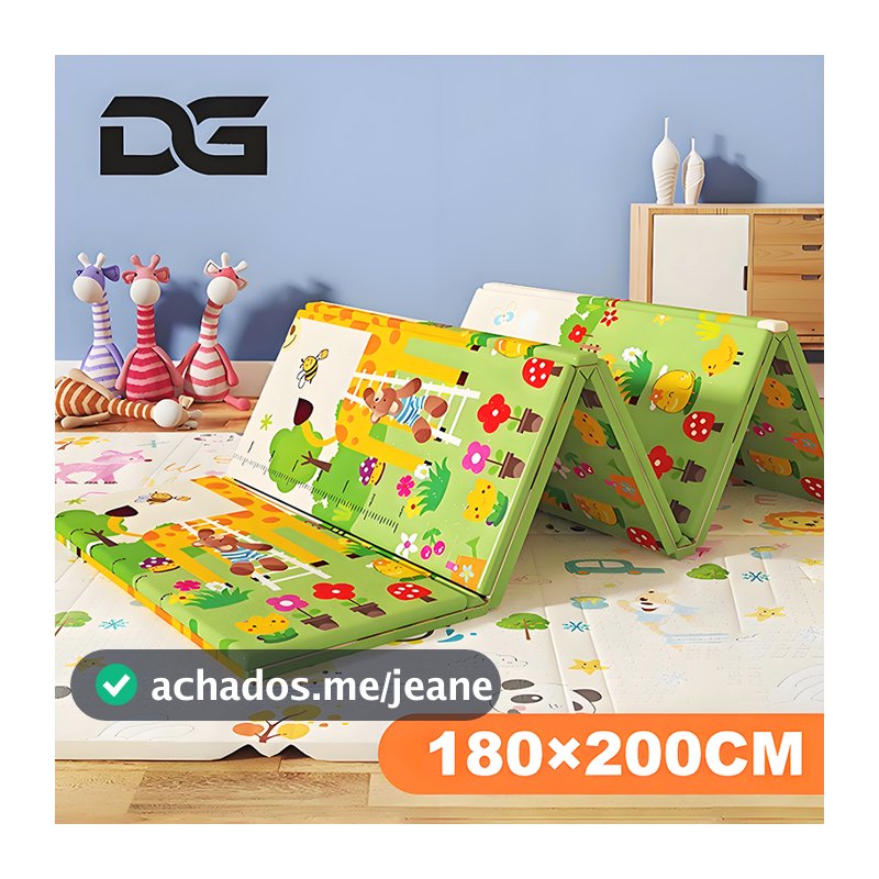 Tapete Infantil Emborrachado 200x180cm Dobrável Dupla Face Gigante Anti Impacto Bebê Educativo S13