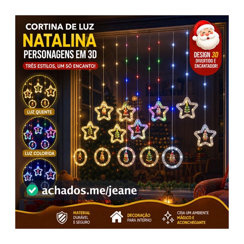 Cortina LED Cascata Estrela e Lua RGB Bivolt 110V 220V Pisca Pisca Decoração Natal