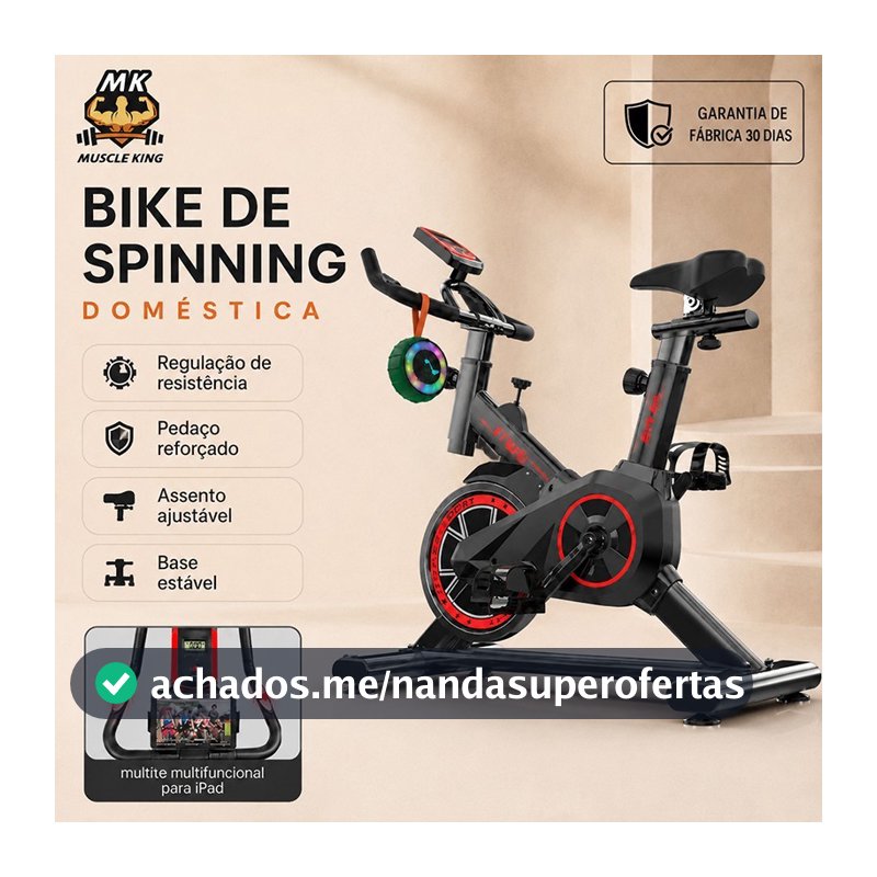 Muscle King Bicicleta Bike Ergometrica Spinning Academia Fitness Profissional 120kg volante 10kg