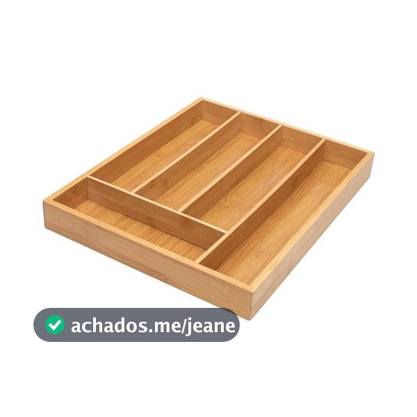 Porta Talheres Em Bambu C/ 5 Divisórias 35x28cm Mimo Style