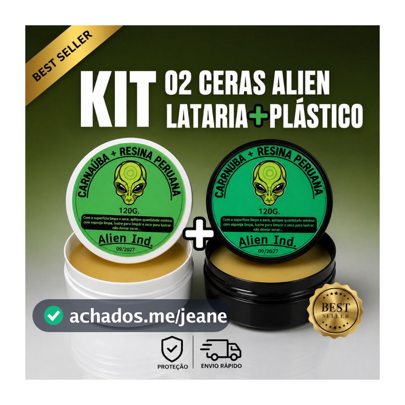 Kit 02 Ceras Alien Ind Carnaúba Automotiva Lataria e Plástico - Brilho Revitalização Proteção UV