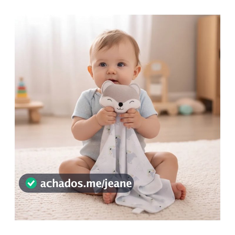 Naninha Para Bebe Com Prendedor De Chupeta Algodão Paninho Raposinha Enxoval