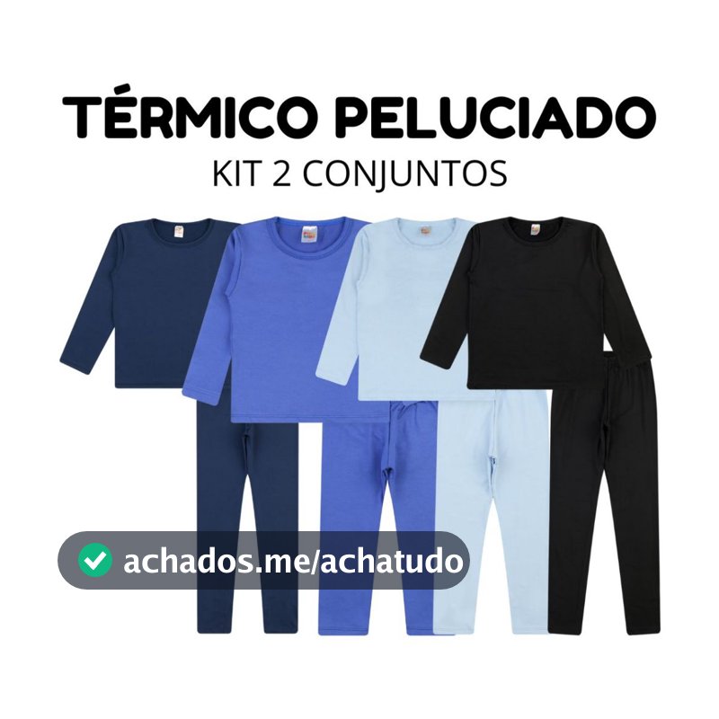 Kit 2 Conjuntos Térmico Peluciado Flanelado Masculino/Menino Infantil Juvenil Inverno Segunda Pele