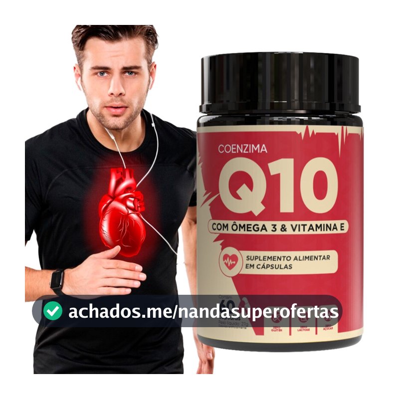 Coenzima Q10 + Ômega 3 + Vitamina E | 3 em 1 Energia, Imunidade, Coração e Cérebro – 60 Caps