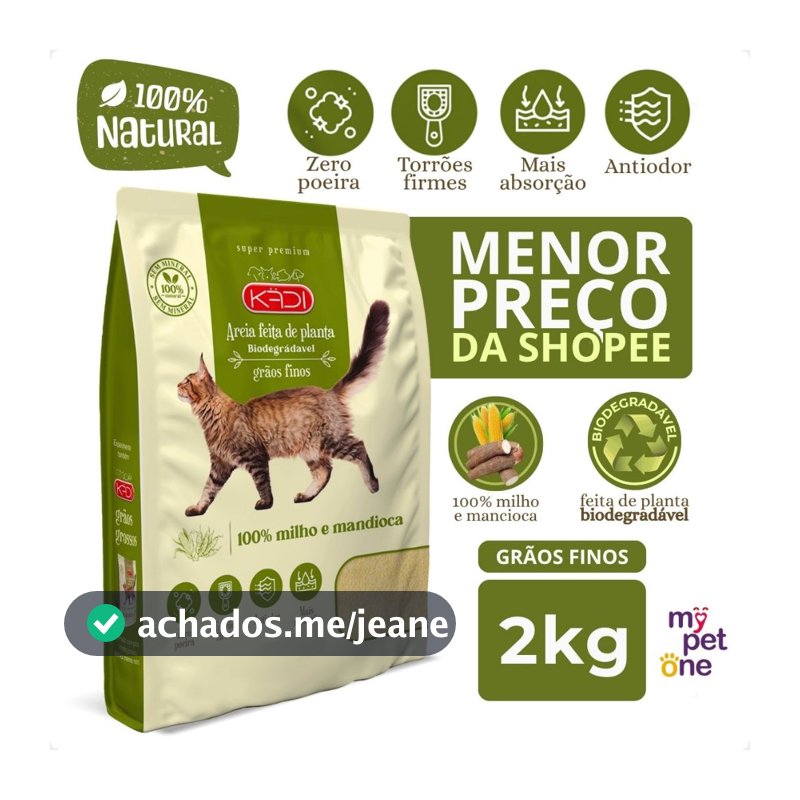 Areia Biodegradável Kadi Grãos Finos - 2Kg