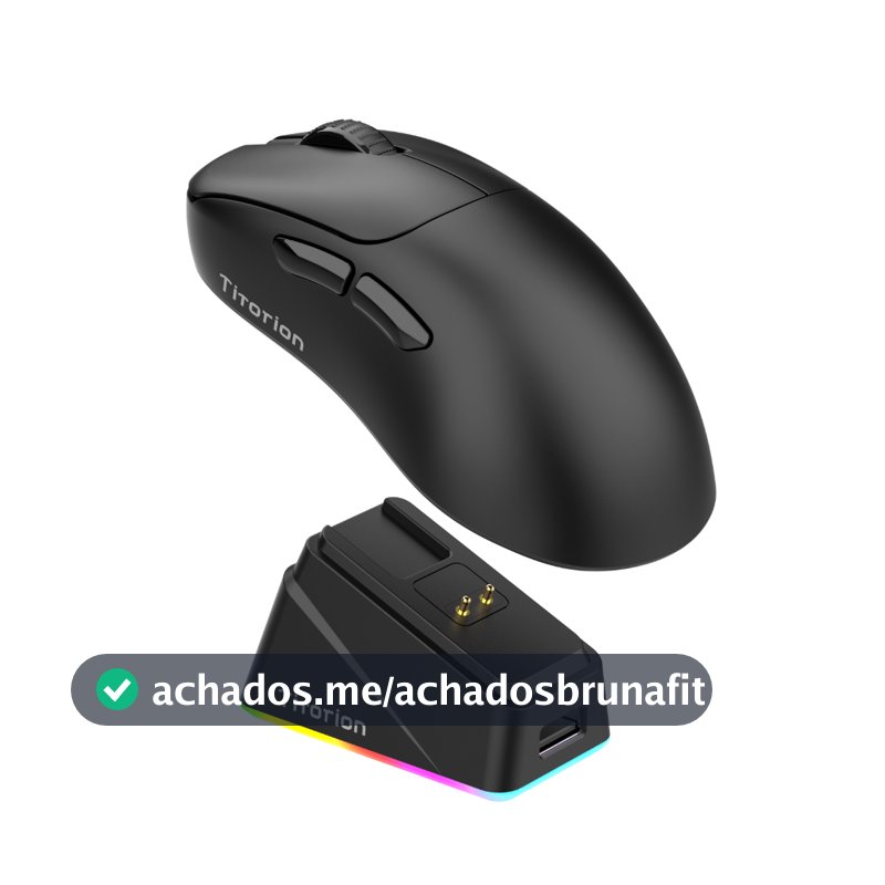 Mouse Sem Fio Gamer Velar Base Carregamento 12000dpi Polling Rate 1000hz Branco Preto Titorion