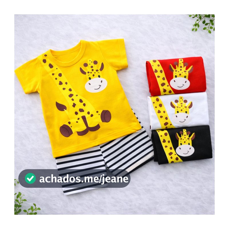 Conjunto Romper Bebe Menino Boyzinho Mauricinho Style Girafa Fashion Passeio 6 a 9 Meses