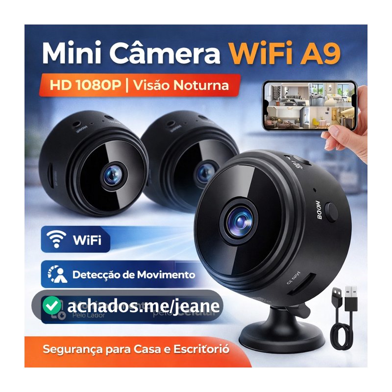 Câmera A9 Mini WiFi HD 1080P Visão Noturna Segurança Vigilância Casa Sem Fio