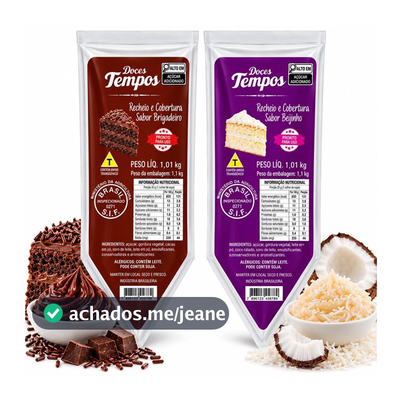Recheio e cobertura Para Bolos 1,01Kg Sabores Brigadeiro I Beijinho I Recheio Para Festas Bolos