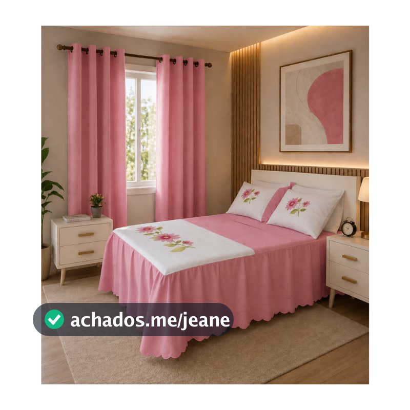 Jogo de Cama Em Colcha Casal Bordado 3 Peças Oxford Floral Com 2 Fronhas Colcha Casal COM  Babado