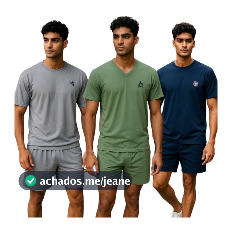 Kit 2 Pijamas Masculino Regata Adulto em malha Cores Sortidas Verão