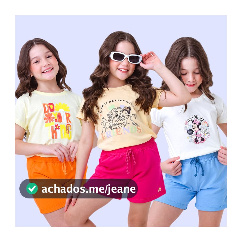 Kit Verão 6 Peças Roupas Infantil Menina 2 à 16 Anos 3 conjunto infantil menina Camiseta Short