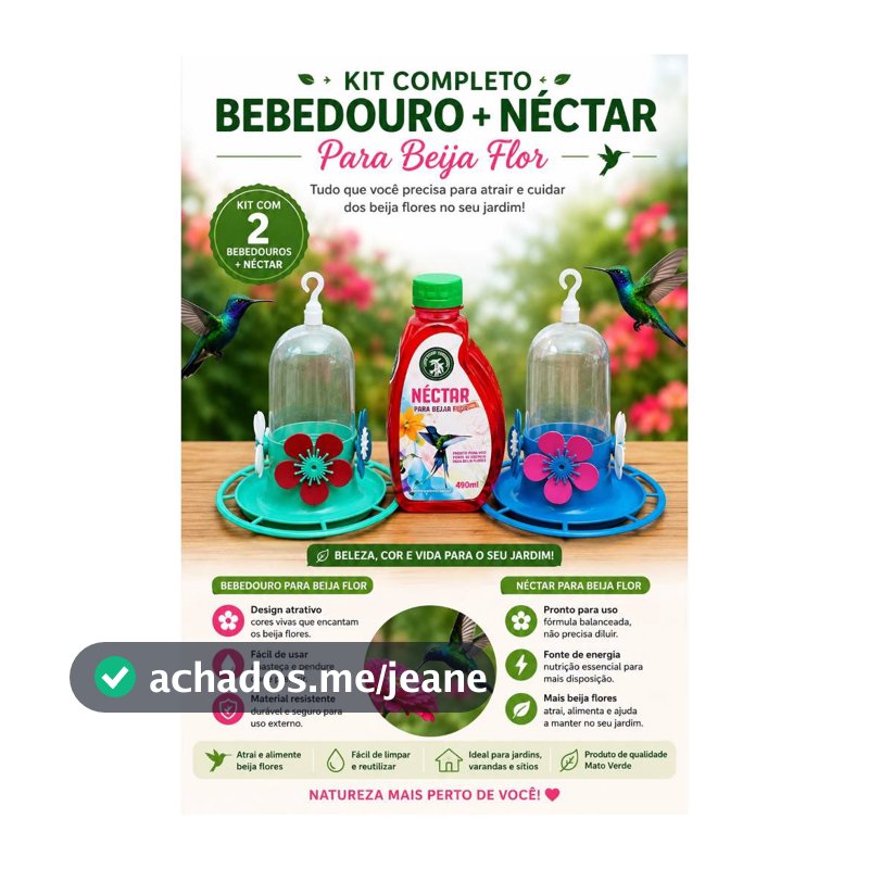 BEBEDOURO BEIJA -FLOR COM POLEIRO E NÉCTAR KIT 2 BEBEDOURO 1 NÉCTAR