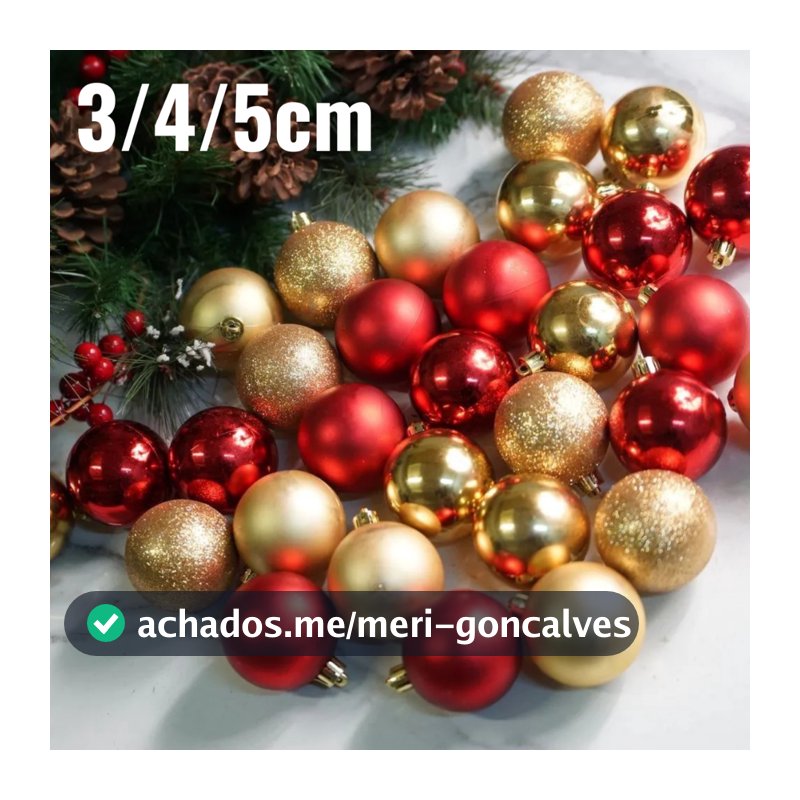 Kit Bolinhas de Árvore de Natal 3cm /4cm/5cm/6cm/7cm/8cm Mista Lisa Fosca Glitter Decoração Natalina