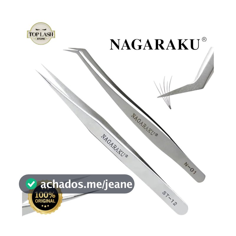 Pinça Nagaraku Kit 2 Pinças para Extensão de Cílios Fio a Fio e Volume Russo | Original