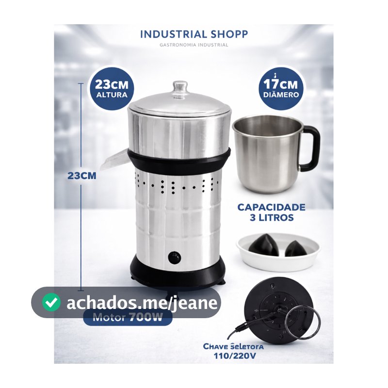 espremedor industrial de frutas sucos 700w com jarra de brinde 3 litros alta rotaçao inox