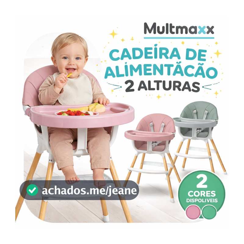 Cadeira Infantil de Alimentação Portátil Cadeirinha Acolchoada 2 Alturas Cadeirão Bebê  Multmaxx