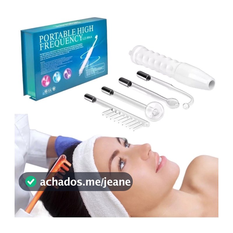 Aparelho Alta Frequência Portátil Para Limpeza De Pele Tratamento Facial e Capilar 4 Eletrodos Eletroterapia 110v
