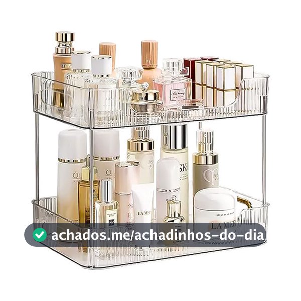 Estante Organizadora De Maquiagem Cosméticos 2 Andares de Acrílico Transparente Moderna