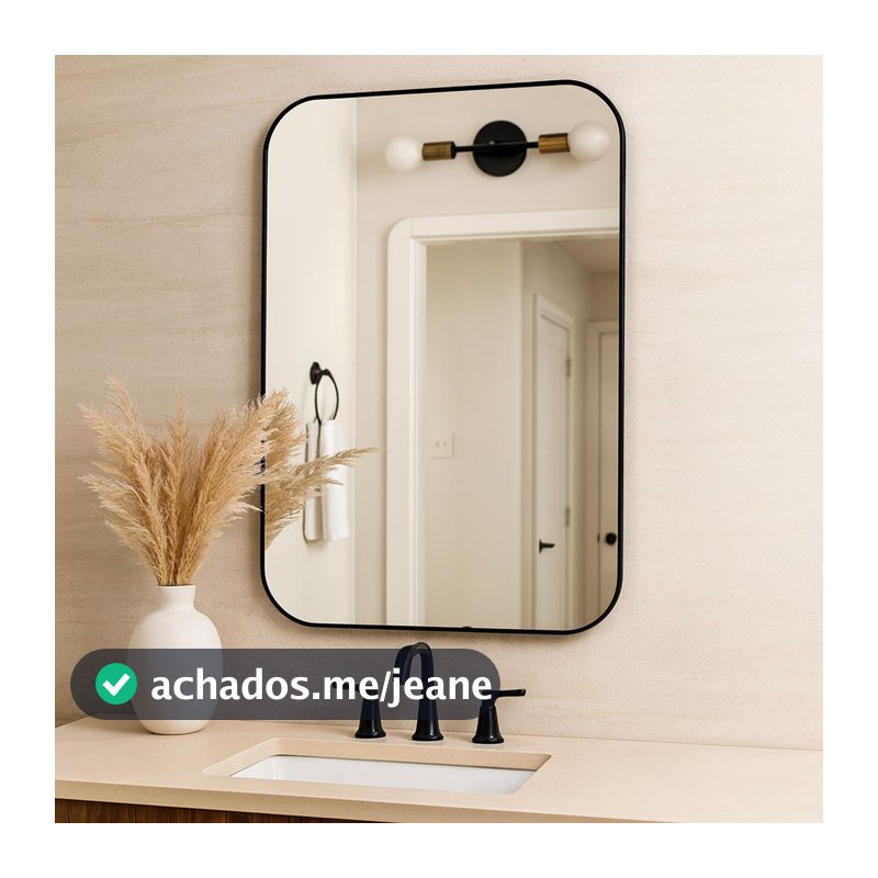 Espelho Decorativo Retangular 60x40cm Sala Quarto Banheiro Espelho com Moldura