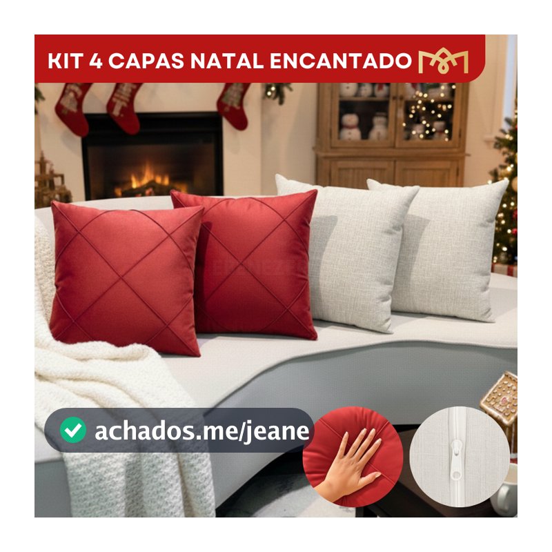 Kit Capas Almofadas Natal Linho E Suede Premium Toque Macio Decoração Elegante Diversas Combinações