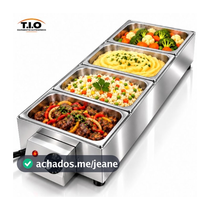 Rechaud Elétrico Banho Maria 4 Cubas inox
