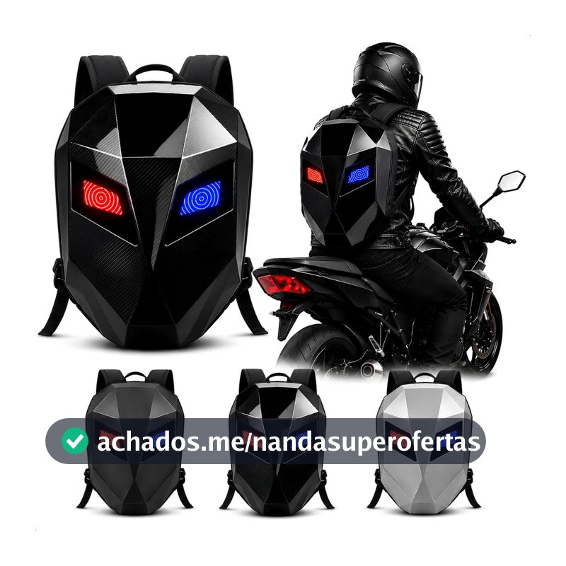 Mochila Olhos Led Iron Man Motociclista Notebook Prova D'água Porta Capacete