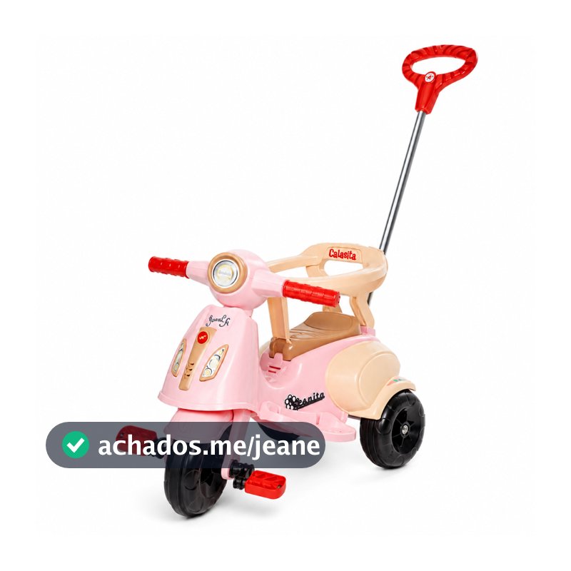 Carrinho De Passeio Triciclo Vespita Avespa Motoca Com Pedal Apoio de Pé e Haste Empurrador Infantil