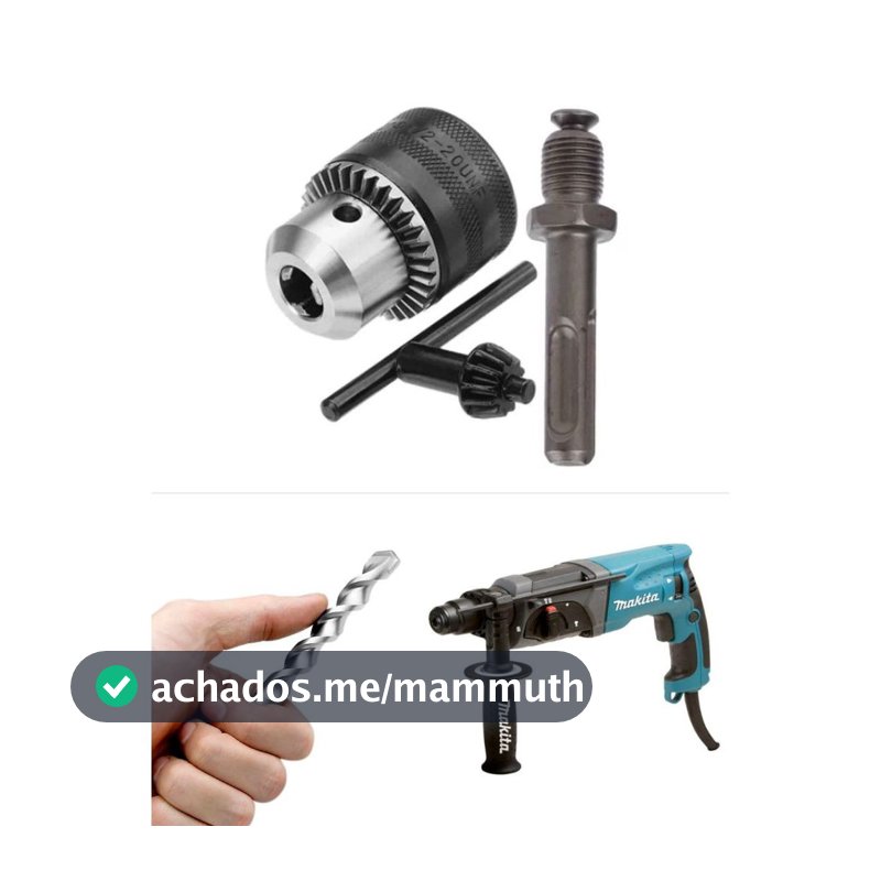 Mandril Para Furadeira + Adaptador Sds Martelete Engate Rápido Dewalt Makita Bosh Tramontina Vonder