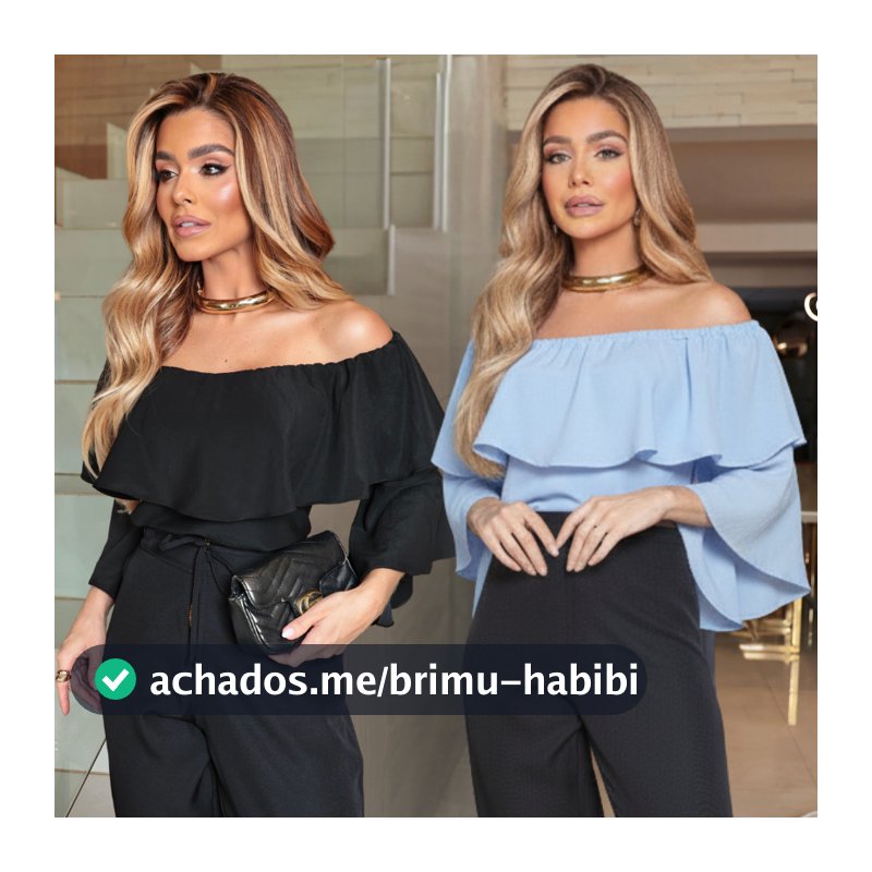 Blusa Ciganinha Feminina Babado Duplo Manga Flare Elegante em Crepe Várias Cores