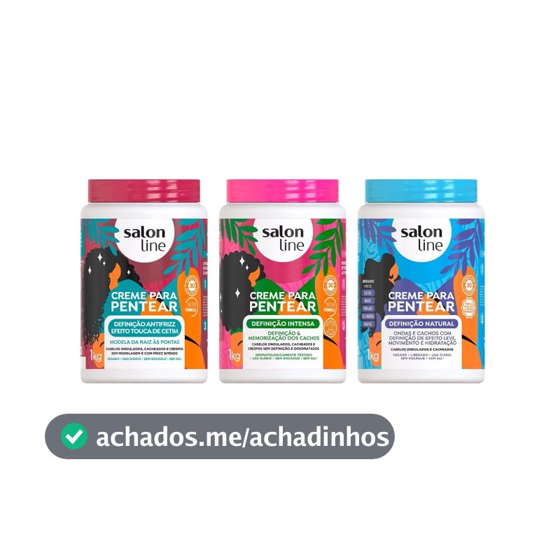 Kit com 3 Cremes Para Pentear Definição Salon Line