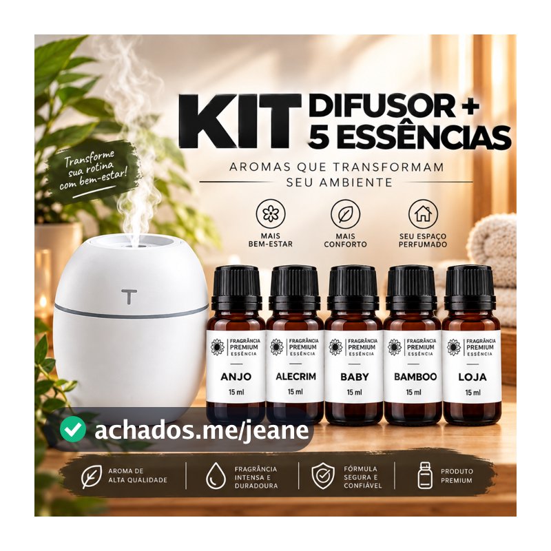 Kit Mini Umidificador Difusor Aromatizador Ambiente Egg com Essências | 1 Umidificador + 5 Essências