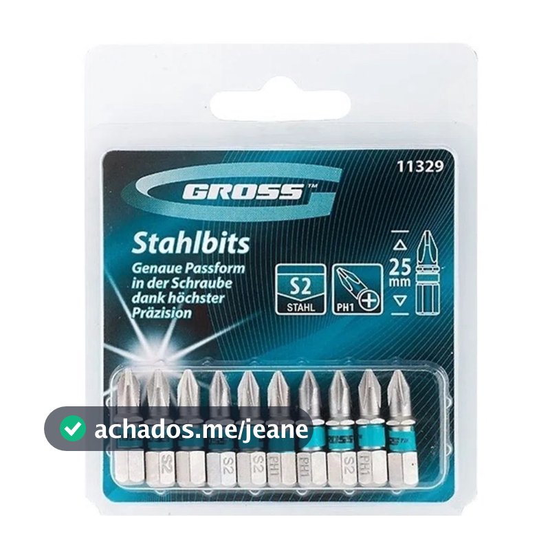 Bits Phillips, Encaixe 1/4 Pol, Comprimento 25 Mm, Ponta 3/16 Pol. Ph1, Aco S2, 10 Pcs//gross