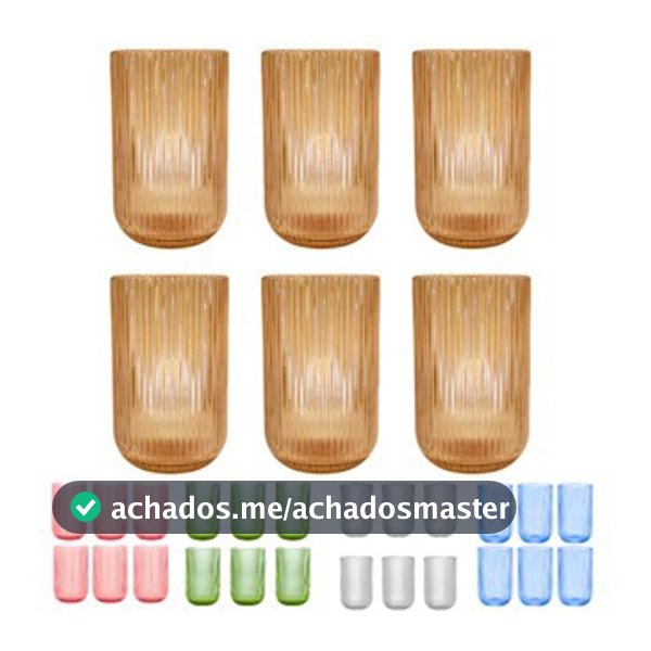Conjunto com 6 Unidades de Copo Canelado Versalhes de Vidro 460ml