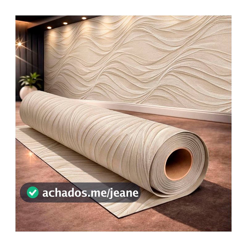 Papel de Parede Adesivo Texturizado Ondas Moderno Para Sala Hall Branco