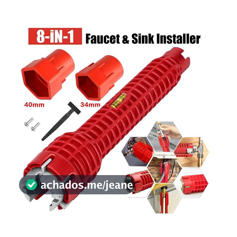 Chave Hidráulica Ferramenta Profissional Para apertar cano Instalar Torneira 8 em 1 Chave de Encanamento