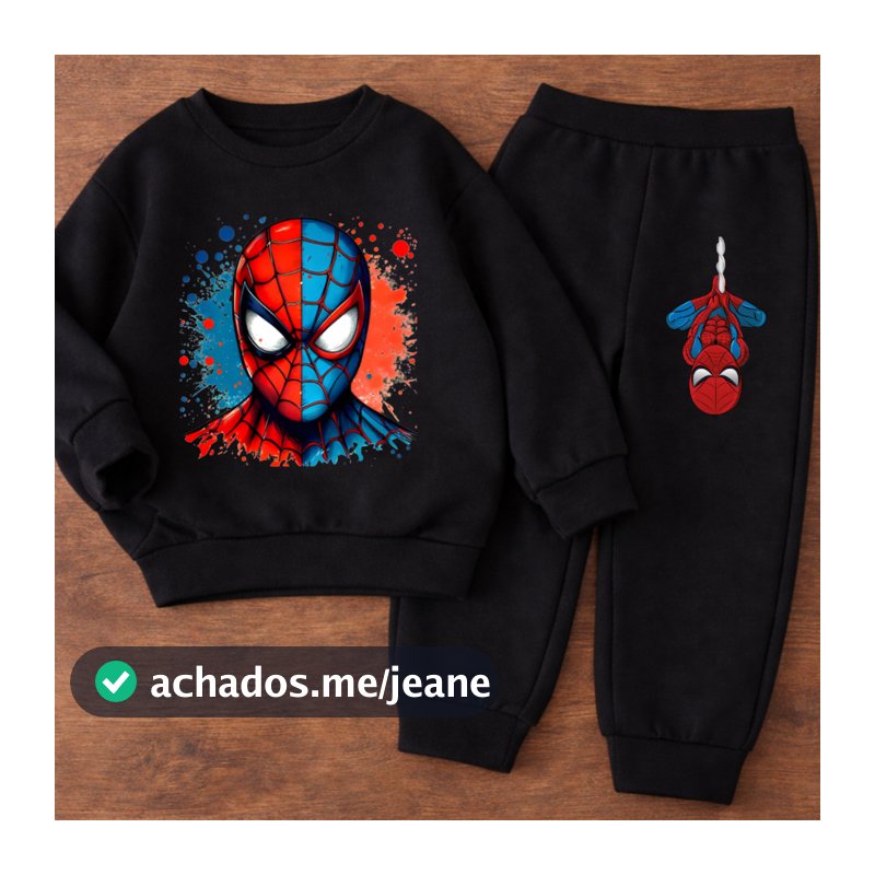 Conjunto Moletom Infantil Menino Estampado Blusa de Frio Gola Redonda e Calça de Abrigo Flanelado em Algodão